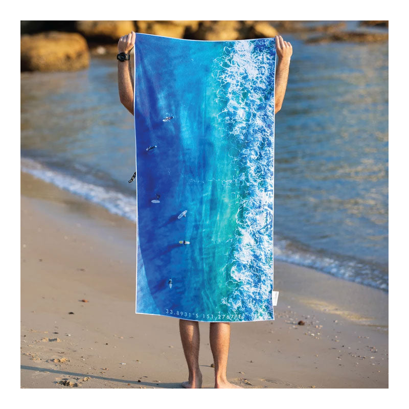 Destination Label Beach Towel  - Blue Boards